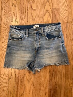 Sneak Peek Light Blue Denim Frayed Hem Women’s Shorts